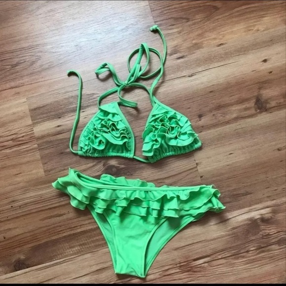 Other - European design bikini Women's Lime green, ruffled accent size large